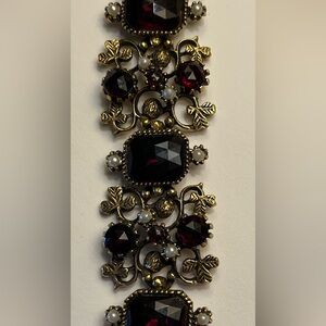 Elegant Gold and Dark Red Bracelet-Vintage